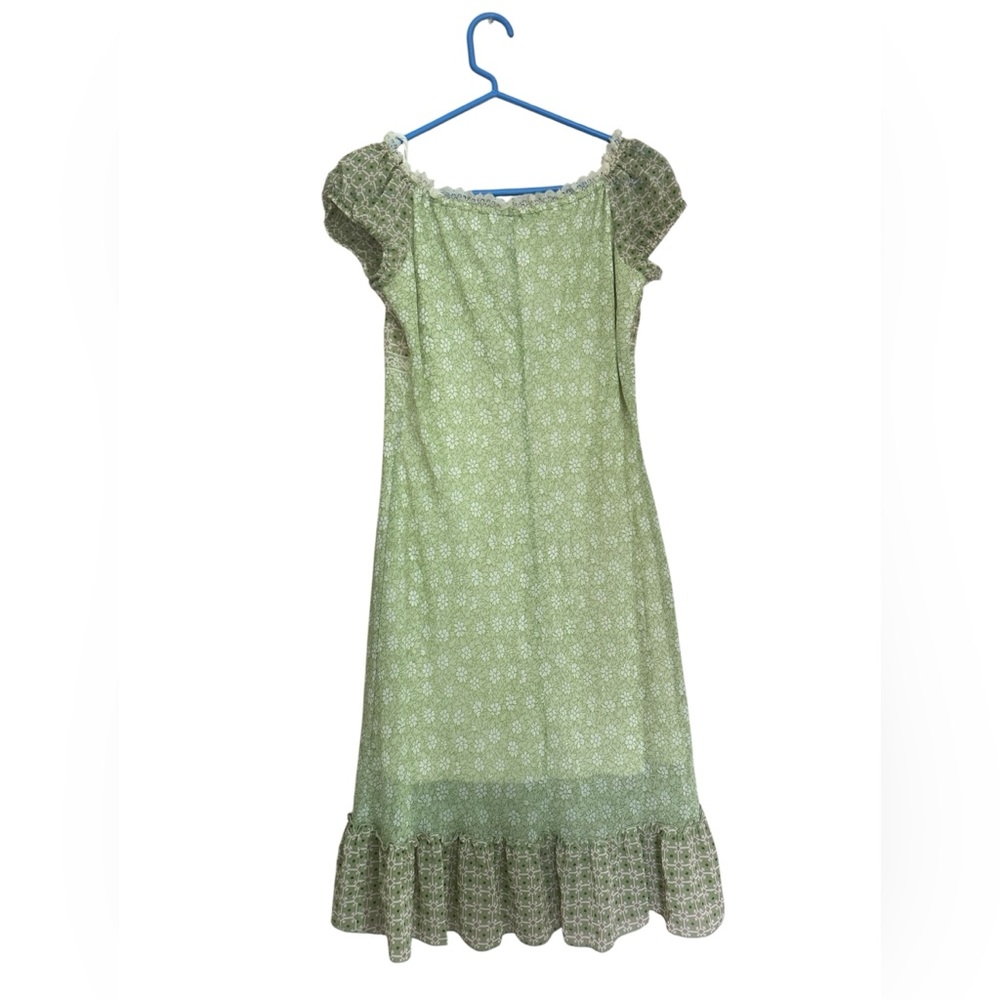 Y2K Baby Doll Feminine Fairycore Lace Trims Mini Dress Lined Tie Front Size L - Picture 2 of 12